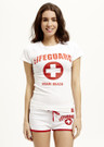 White Ladies Hi-Cut Shorts | Beach Lifeguard Apparel Online Store