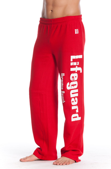 Front Red Fleece Sweatpants | Beach Lifeguard Apparel Online Store