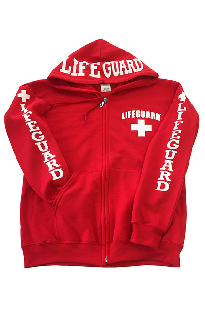 Red Full Zip Hoodie | Beach Lifeguard Apparel Online Store