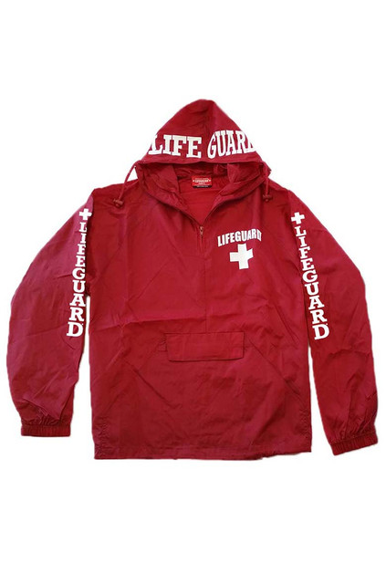 Red | Quarter-Zip Hooded Windbreaker | Beach Lifeguard Apparel Online Store
